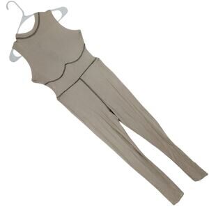 NWT! PRETTY LITTLE THING! NUDE BEIGE W/BLACK STITCHING ONESIE, JUMPSUIT! SZ 2